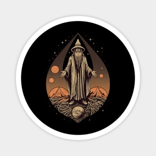 Retro Dark Wizard Vintage Fantasy illustration Magnet